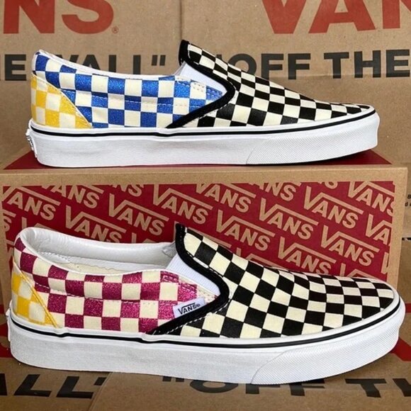NWT Vans Classic Slip-On Glitter Check - Multi Rainbow Size 7.5W/6M - Picture 3 of 6